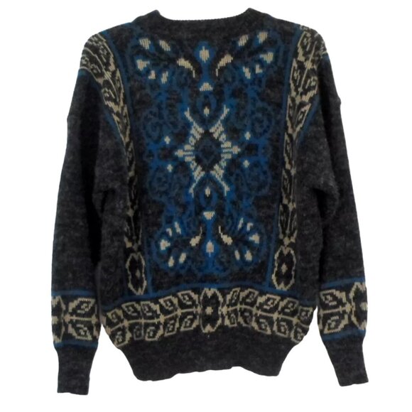 Vintage Uniform Code Sweater Crew Neck Gray Blue Beige - Picture 3 of 4